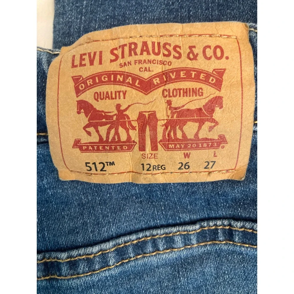 Levis 512 Slim Taper Jeans Boys Size 12 Regular Medium Wash Blue W26 L27 Denim